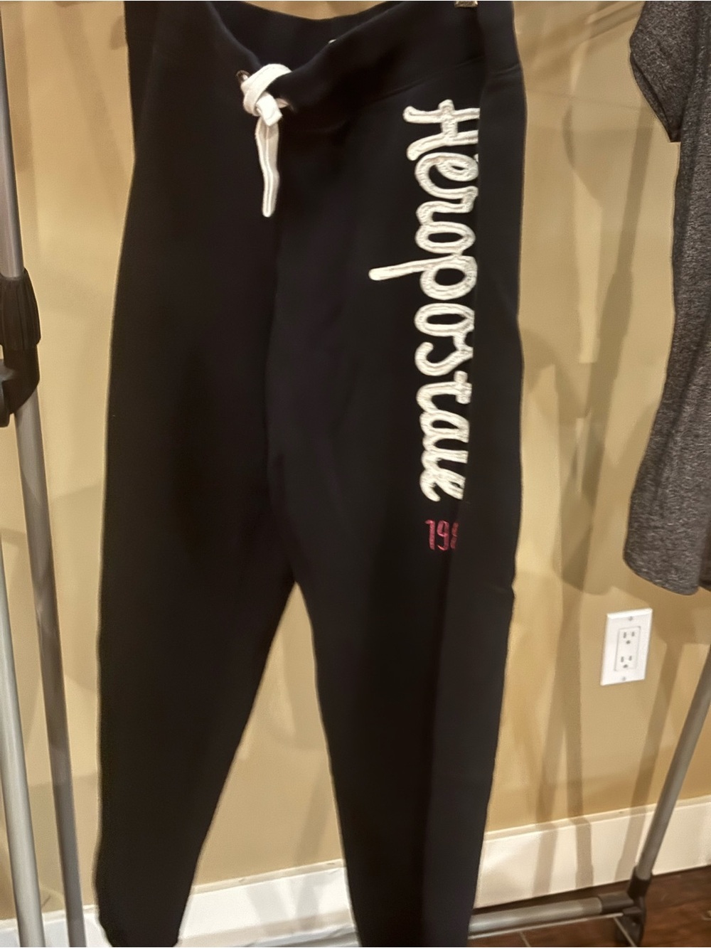Aeropostale Black Jogger Sweatpants with White Drawstring